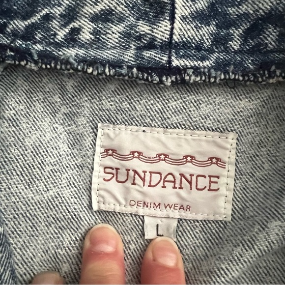 Vintage 1990s Sundance Stone Acid Wash Oversized Denim Duster Jacket - Picture 8 of 14